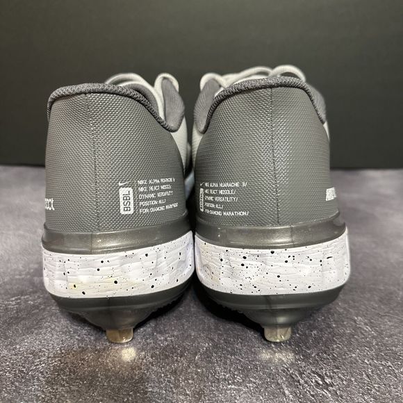 Nike Alpha Huarache Elite 3 Low Metal Mens Baseball Cleats, Gray, Size 15 main image 7